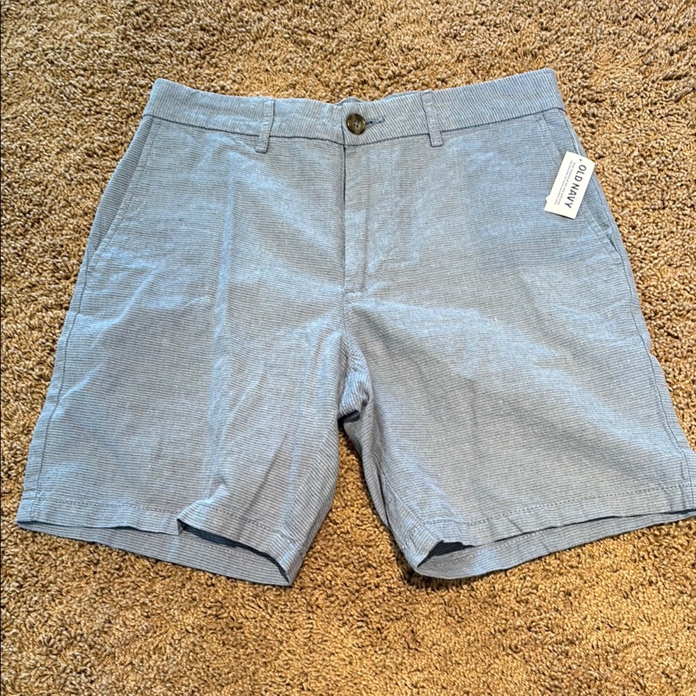 Old Navy Men’s Blue Flat Front Chino Shorts with Belt Loops